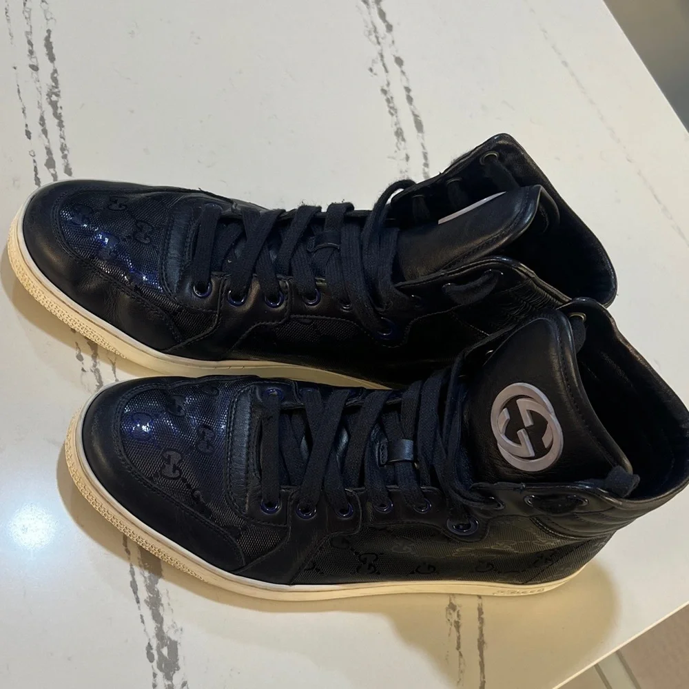 Gucci Black and Blue High-Top Sneakers size Men’s 8 UK (Run like 10 US)
